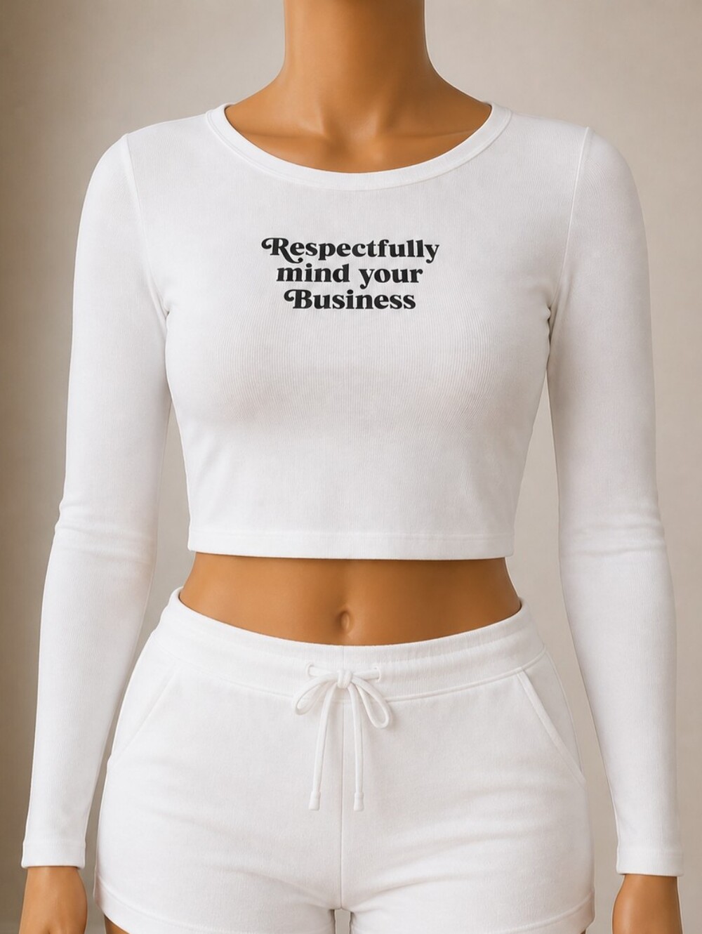 Respect Graphic White Crop Tee